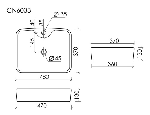 Раковина из сантехнического фарфора Ceramica Nova ELEMENT 48 см CN6033 накладная цвет белый - фото 2
